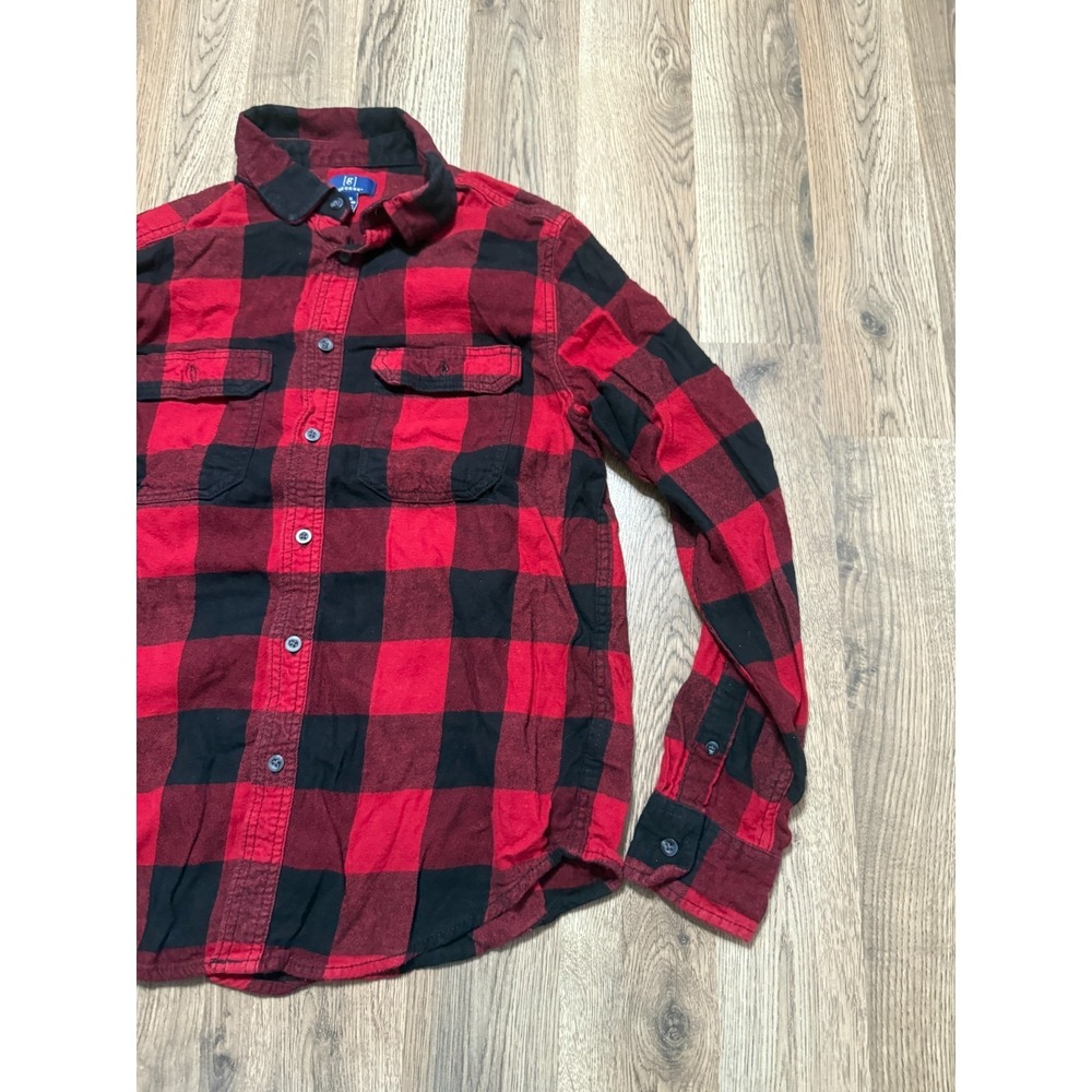 George Shirt, Men's Size Medium Red Black Plaid Long Sleeve Button Up - Picture 4 of 10